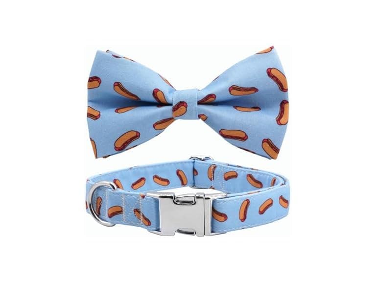 Free Sunday Dog Collar with Bow, Hotdog Dog Bowtie - Image 1
