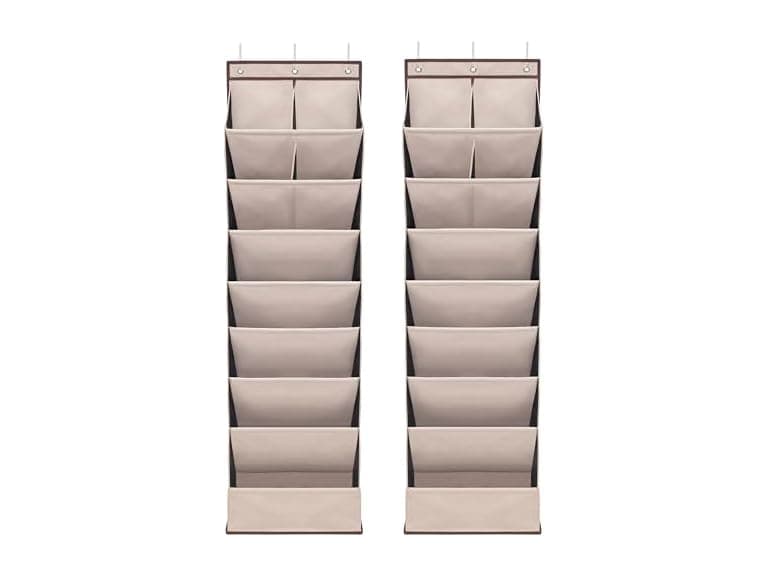 STORAGEIDEAS Door Shoe Organizer Beige, 8 Layers, 2-Pack - Image 1