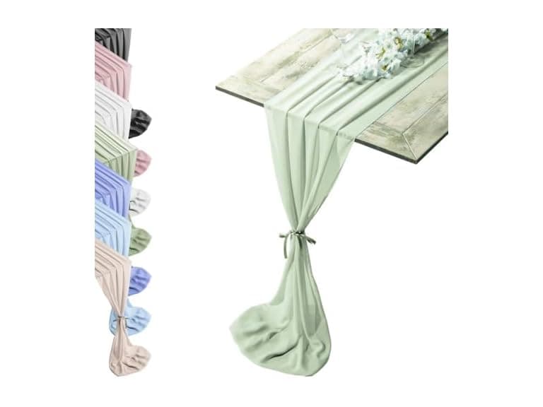 RCZ Décor Silky Touch Chiffon Table Set Sage Green - Image 1