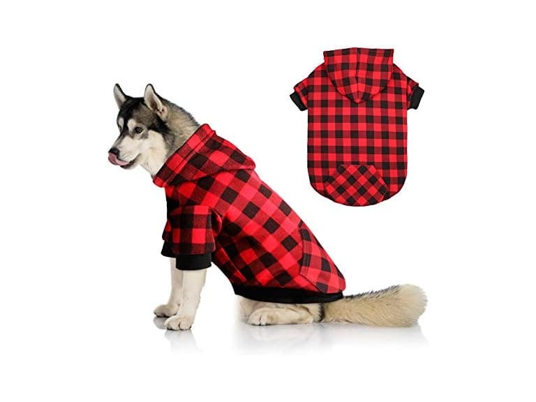 Red Plaid Dog Hoodie Sweater for Large Dogs P - Image 1