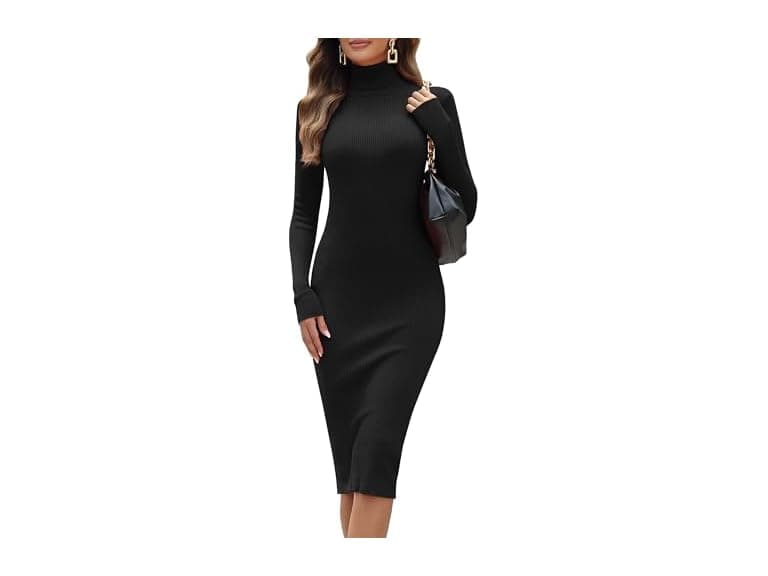 Ninovino Women (S) Turtleneck Ribbed Long Dress - Image 1
