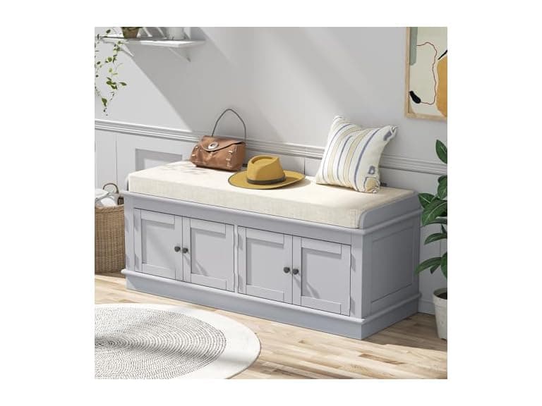 MODCART Storage Bench 4 Doors Gray - Image 1
