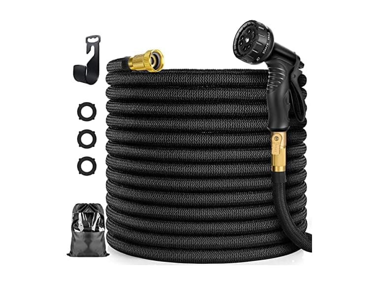 100ft Expandable Garden Hose with Nozzle- Black - Image 1