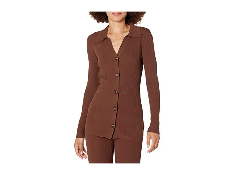 The Drop Women's Constance Rib Button-Down Sweater - Image 1