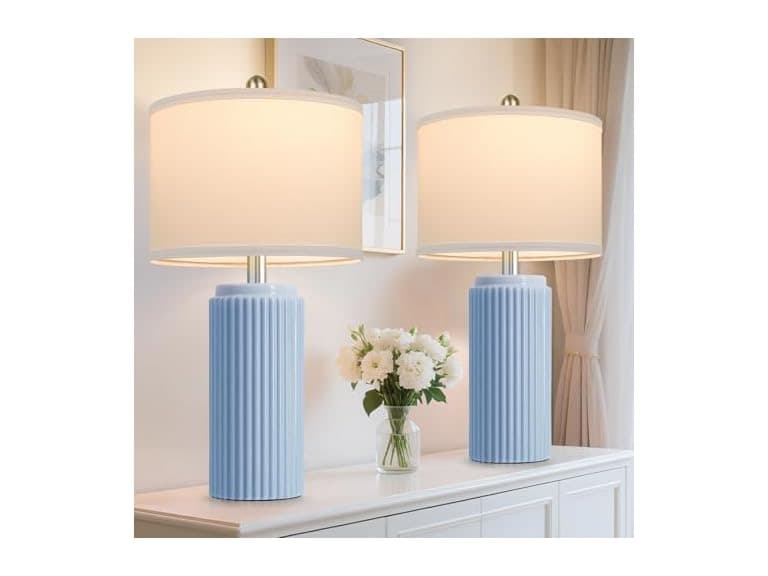 TOBUSA Blue Ceramic Table Lamps Set of 2 - Image 1
