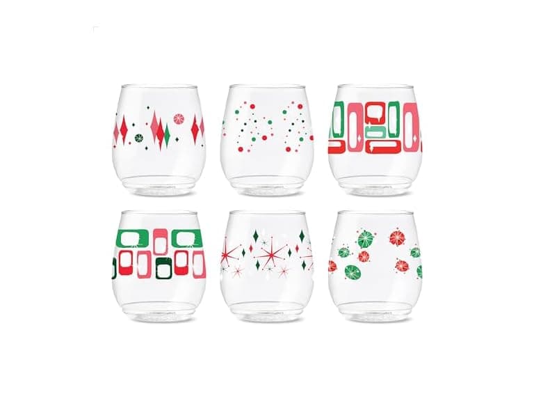 TOSSWARE POP 14oz Vino Retro Festive Pattern Series, SET OF 6 - Image 1