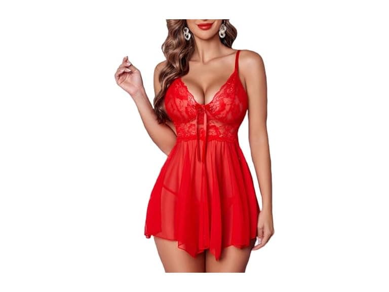Avidlove (XS) Lace Lingerie V Neck Sexy Nightgown - Image 1