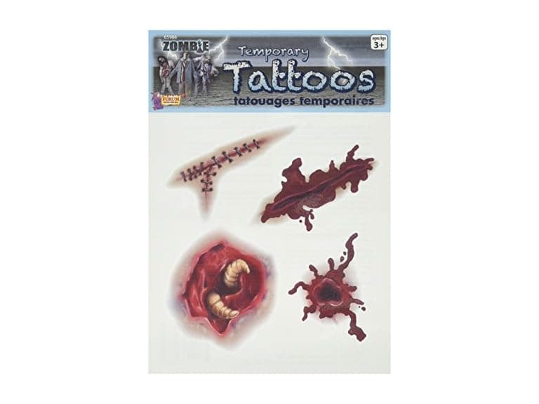 Forum Novelties Zombie Temporary Tattoos, White, One Size - Image 1