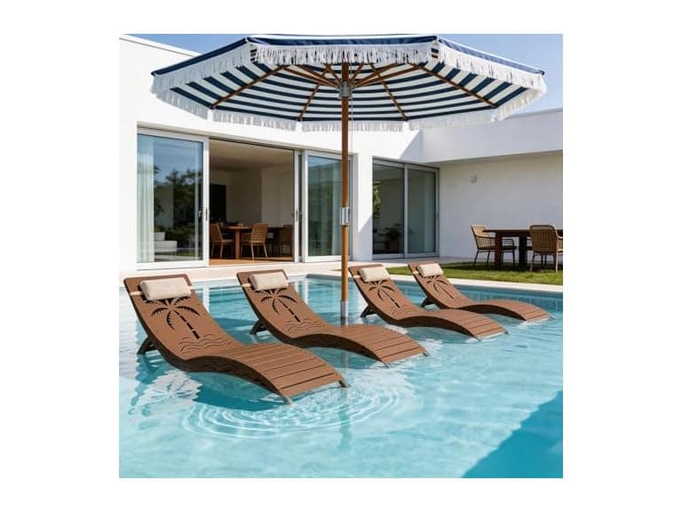 zzwhom Folding in Pool Lounge Chair Set of 4 - Image 1