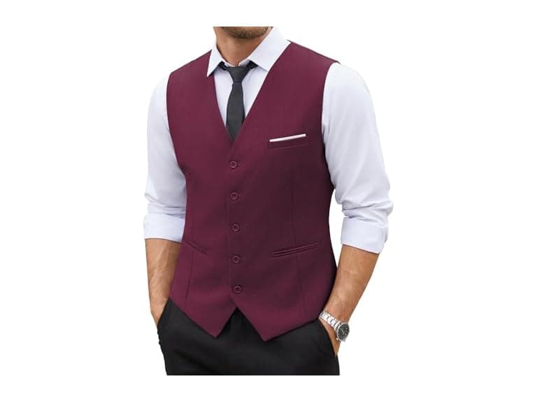 Coofandy Men (XL) Suit Vest Slim Business Vest - Image 1