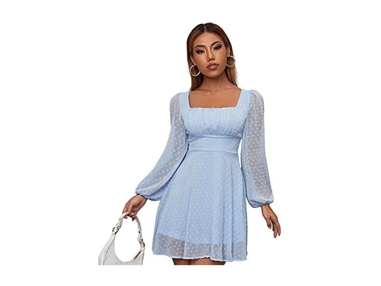 Wdirara Women (S) Polka Dots Mesh Square Dress - Image 1