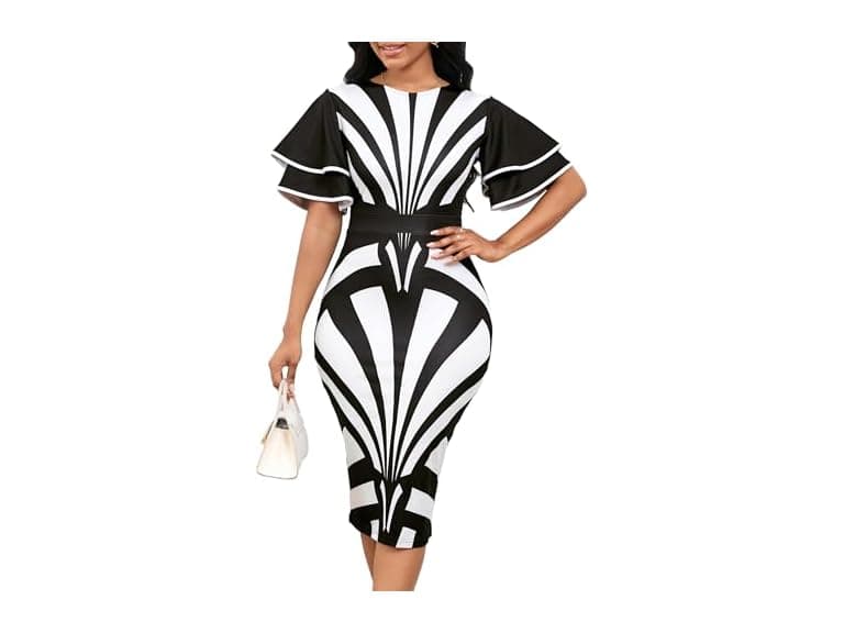 SxClub Women (XL) Dresses Ruffles Sleeve Dress - Image 1
