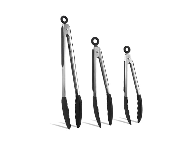 Stainless Steel Silicone Tipped Tongs Set - Image 1