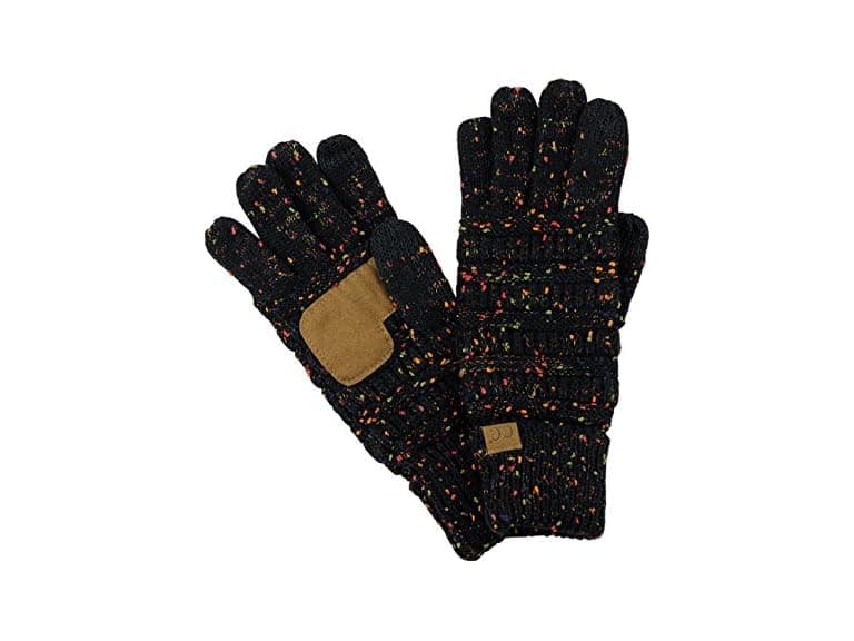 C.C Unisex (OS) Cable Knit Gloves Confetti Black - Image 1