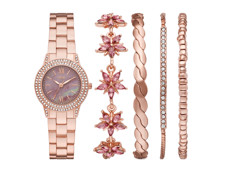 Folio Ladies Three-Hand Rose Gold-Tone Watch - Image 1