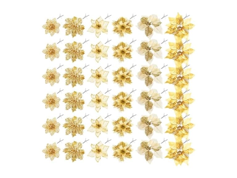 36 Pcs Christmas Poinsettia Flower - Image 1