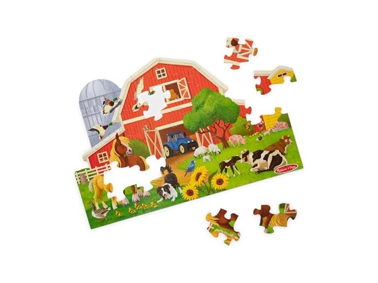 Melissa & Doug Busy Barn Shaped Jumbo Floor Puzzle, 32-Piece - Image 1