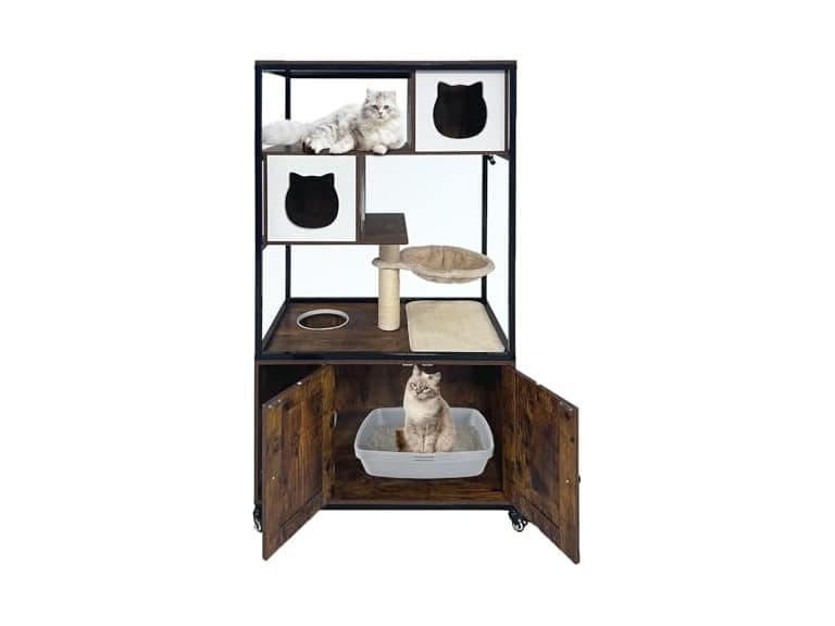 Litter Box Furniture Cat Tree with Litter Box - Image 1