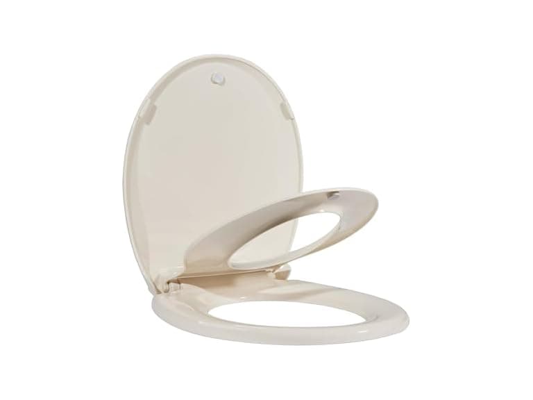 Takywep Toilet Seat Round Flat Toilet, Ivory - Image 1