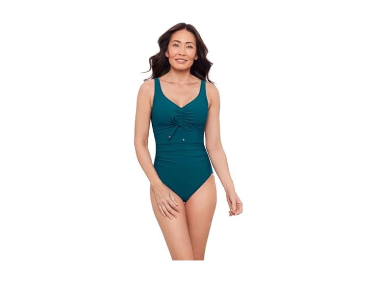 Aqua Green Women Tummy Control Cinched Swimsuit - Image 1