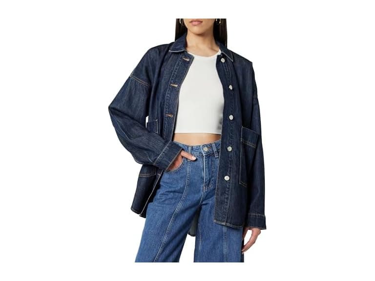 The Drop Pilar Long Denim Shirt Jacket (4X) - Image 1