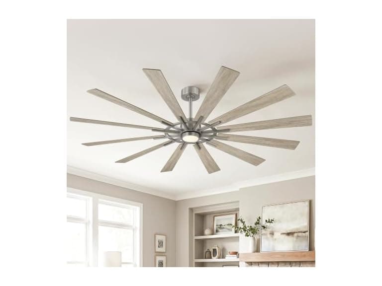 Parrot Uncle 72 Inch Large Windmill Ceiling Fan Silver - Image 1