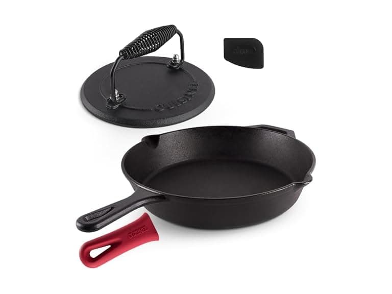 Cast Iron Skillet + Grill Press Set 12" - Image 1