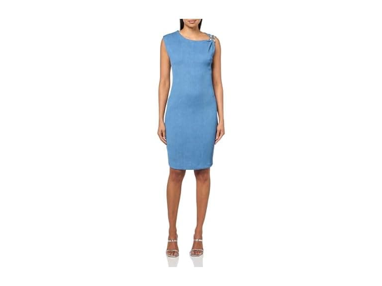 HALSTON Women (10) Sleeveless Boat Neck Knit Dress - Image 1