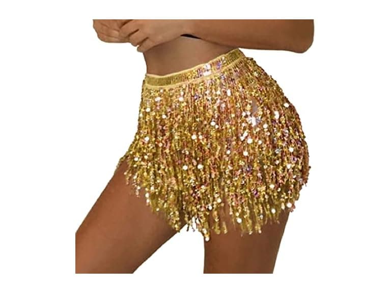 Fenyong Women's (L) Sequin Tassel Skirts Rave - Image 1