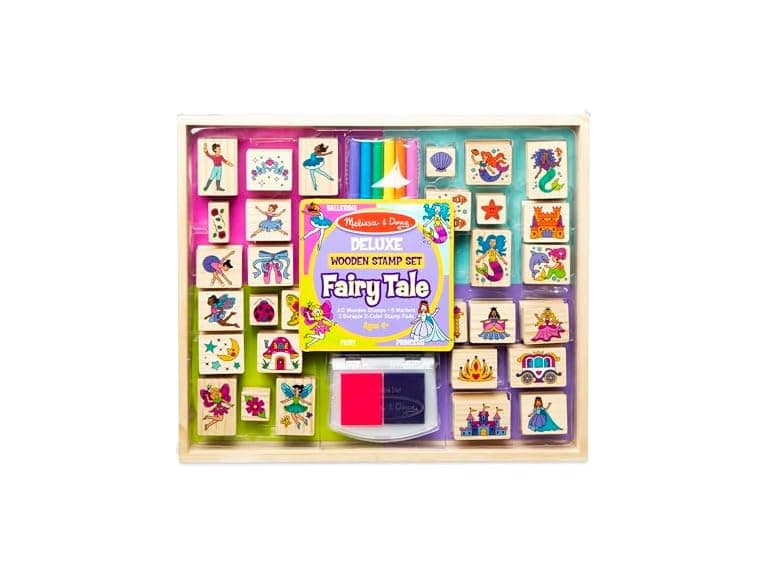 Melissa & Doug Deluxe Wooden Stamp and Coloring Set - Image 1