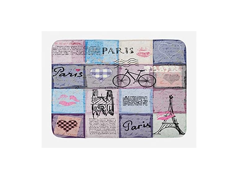 Ambesonne Paris Bath Mat, Grunge Textured - Image 1