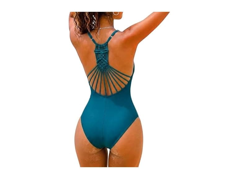 Hilor Women (16) Macrame Back Bathing Swimsuit - Image 1