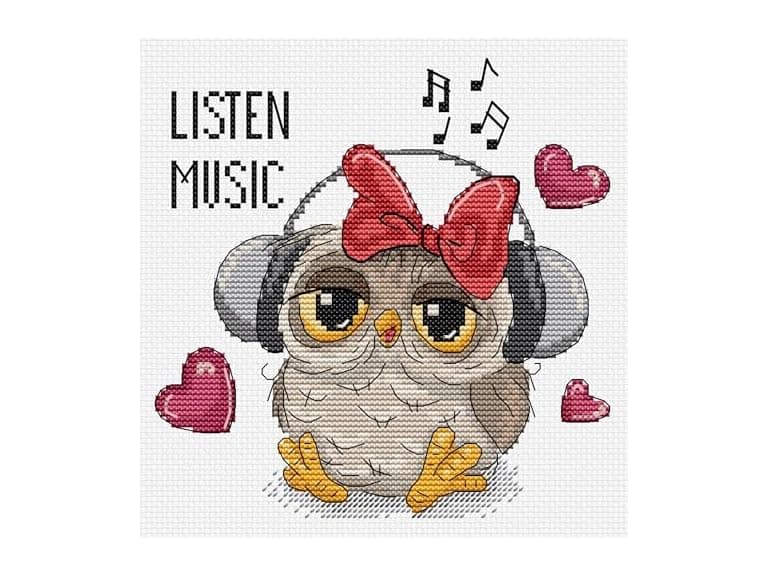 Luca-S Cross Stitch Kit Listen Music, B1402 - Image 1