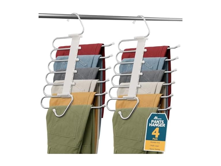 Lifemaster Space Saving Pants Hangers 4 Pack White - Image 1