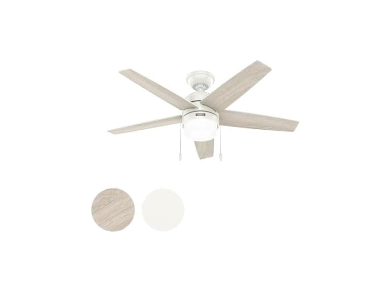 Hunter Fan 44 Inch White Indoor Ceiling Fan for Bedroom - Image 1
