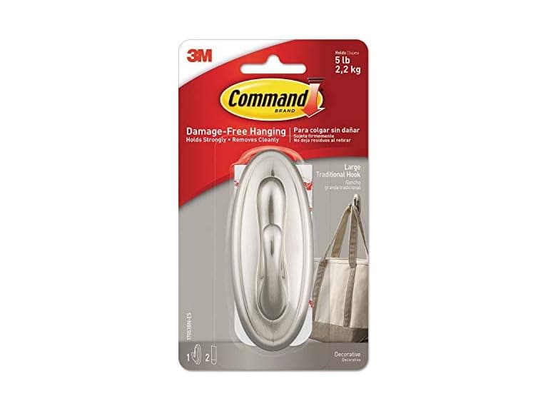 Command Strips Large Brushed Nickel Traditional Hook - Image 1
