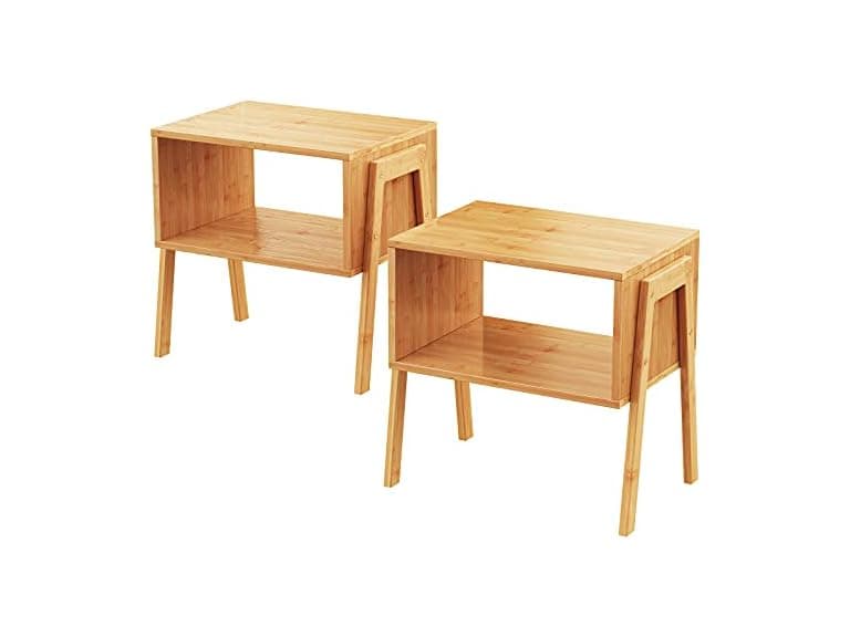 Nightstands Set Of 2, Bamboo Stackable - Image 1