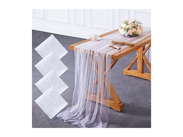 4 Pack 60x120Inch Pearl Table Runner Pearl - Image 1
