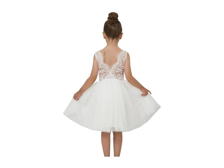 2Bunnies (9-10 Years) Girl Peony Lace Back Dress - Image 1