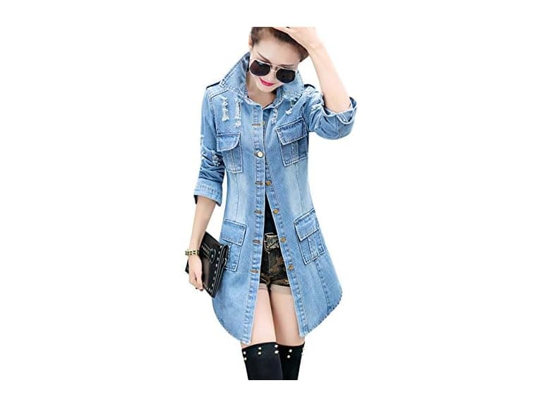 Tanming Women (L) Casual Lapel Slim Windbreaker - Image 1