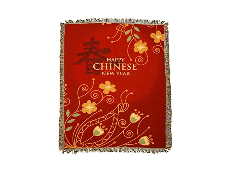 Chinese New Year Floral Tapestry Blanket - Image 1