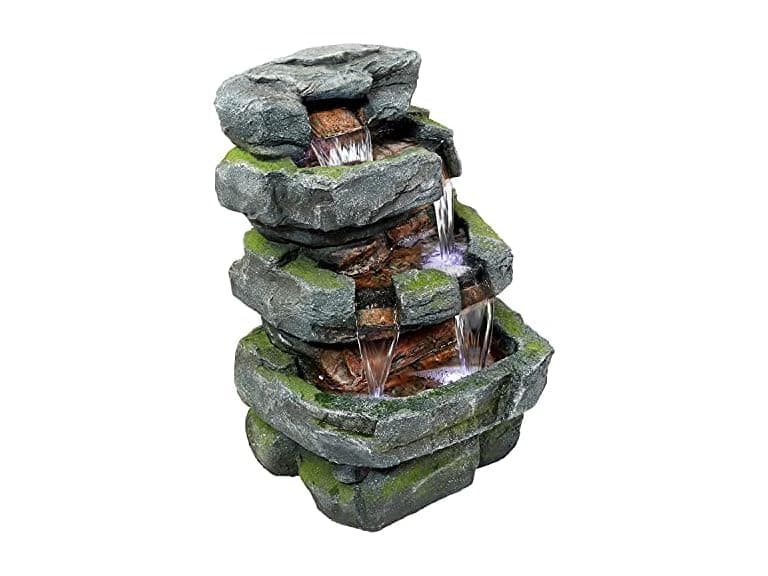 Sunnydaze 23-Inch Stone Waterfall Outdoor Tiered Fountain - Image 1