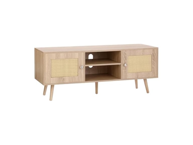 Rattan TV Stand, Mid Century Modern 65inch - Image 1