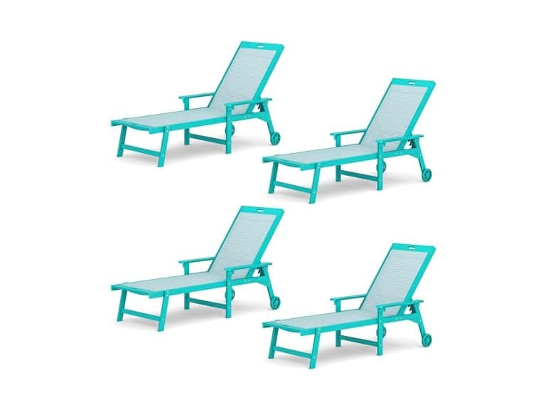4 Set Aruba Blue Outdoor Lounge Chair - Image 1