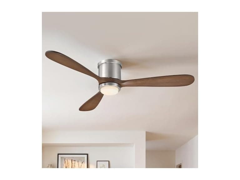 Parrot Uncle 52 Inch Flush Mount Solid Wood Ceiling Fan - Image 1
