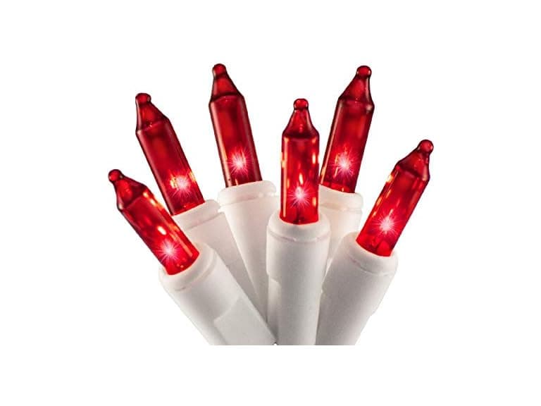 100 Red Christmas Lights White Wire 3-Pack - Image 1