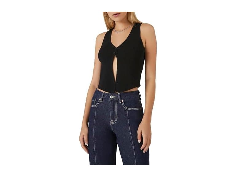 Forever 21 (M) Sweater-Knit Split-Hem Top - Image 1