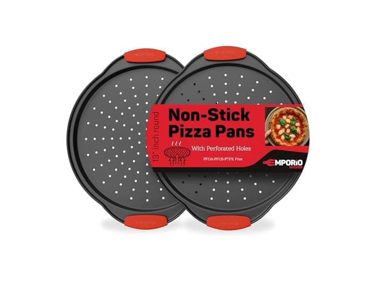 Non-Stick Pizza Pan with Silicone Handle 2 Pack - Image 1