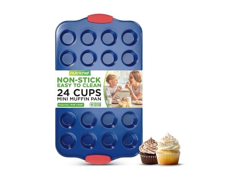 NutriChef 17” Nonstick Mini Muffin Pan Blue - Image 1