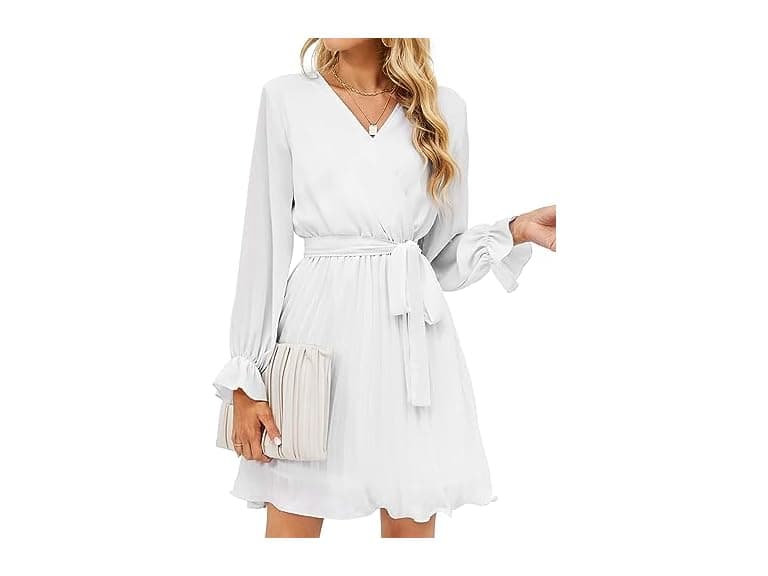 BBX Lephsnt Women (L) Lantern Sleeve V Neck Dress - Image 1